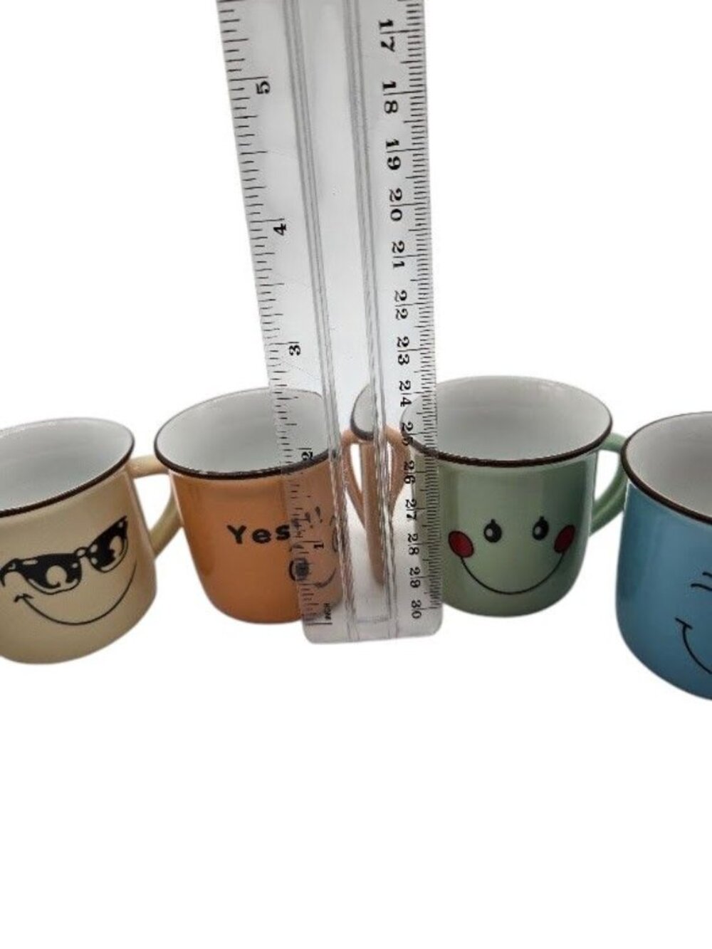 Set of 6 Mini Ceramic Espresso Cups Colorful Funny Face Mugs Kawaii Coffee Cups - Picture 3 of 4